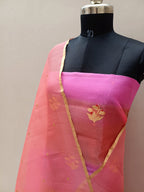 Peach Pink Shade Pure Reshmi Organza Silk Suit Set