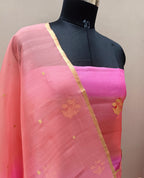 Peach Pink Shade Pure Reshmi Organza Silk Suit Set
