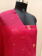Cherry Red Shade Handwoven Raw Kataan Silk Suit Set