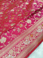 Hot Pink Shade Handwoven Kataan Silk Meenakari Jangla