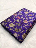 Royal Blue Shade Handwoven Kataan Silk Meenakari Jangla
