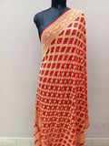 Red Shade Handwoven Khaddi Chiffon Bandhani Dupatta