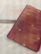 Purple Gold Handwoven Kataan Ektara Tissue Banarasi