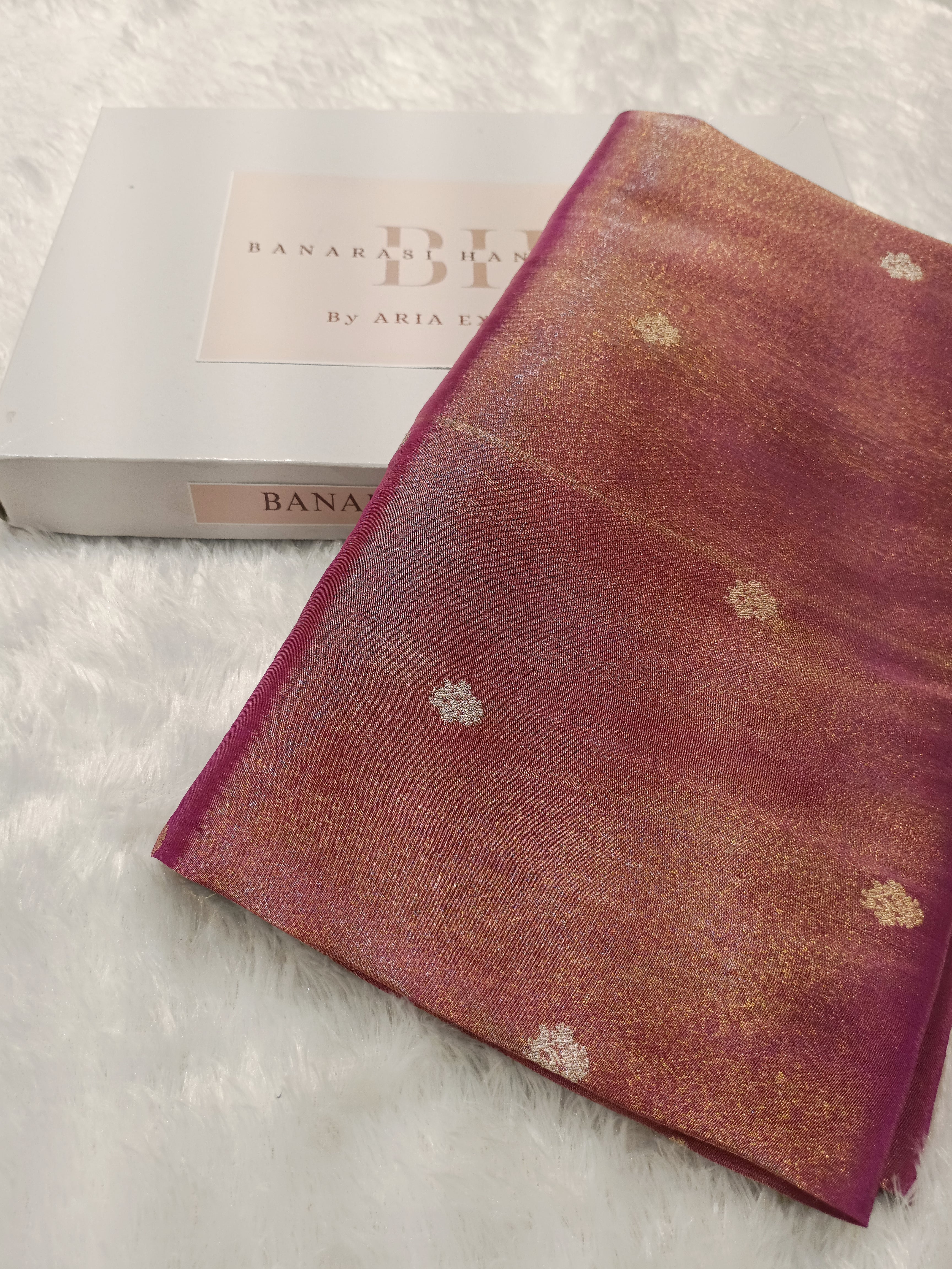 Purple Gold Handwoven Kataan Ektara Tissue Banarasi