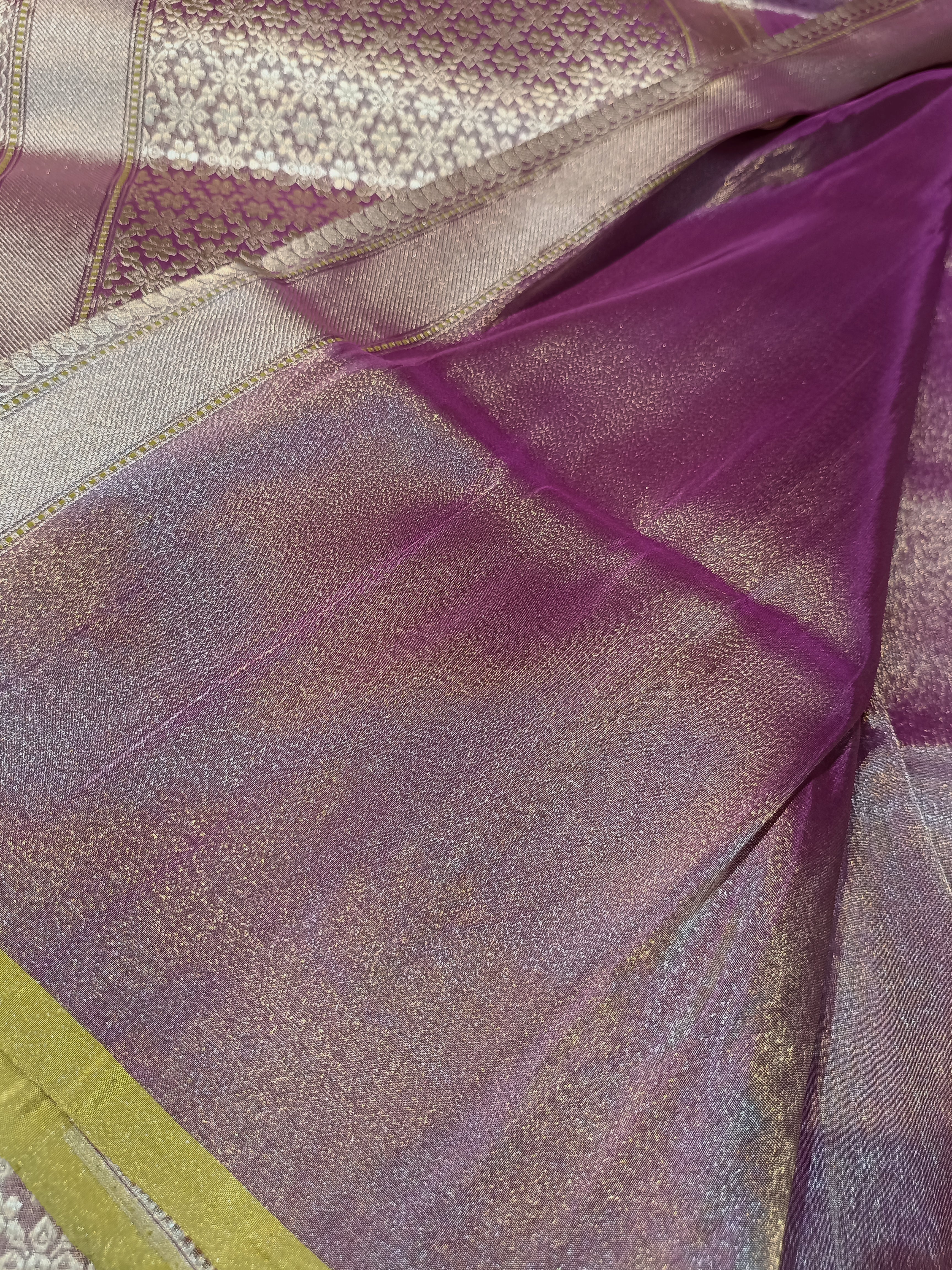 Purple Gold Handwoven Kataan Ektara Tissue Banarasi