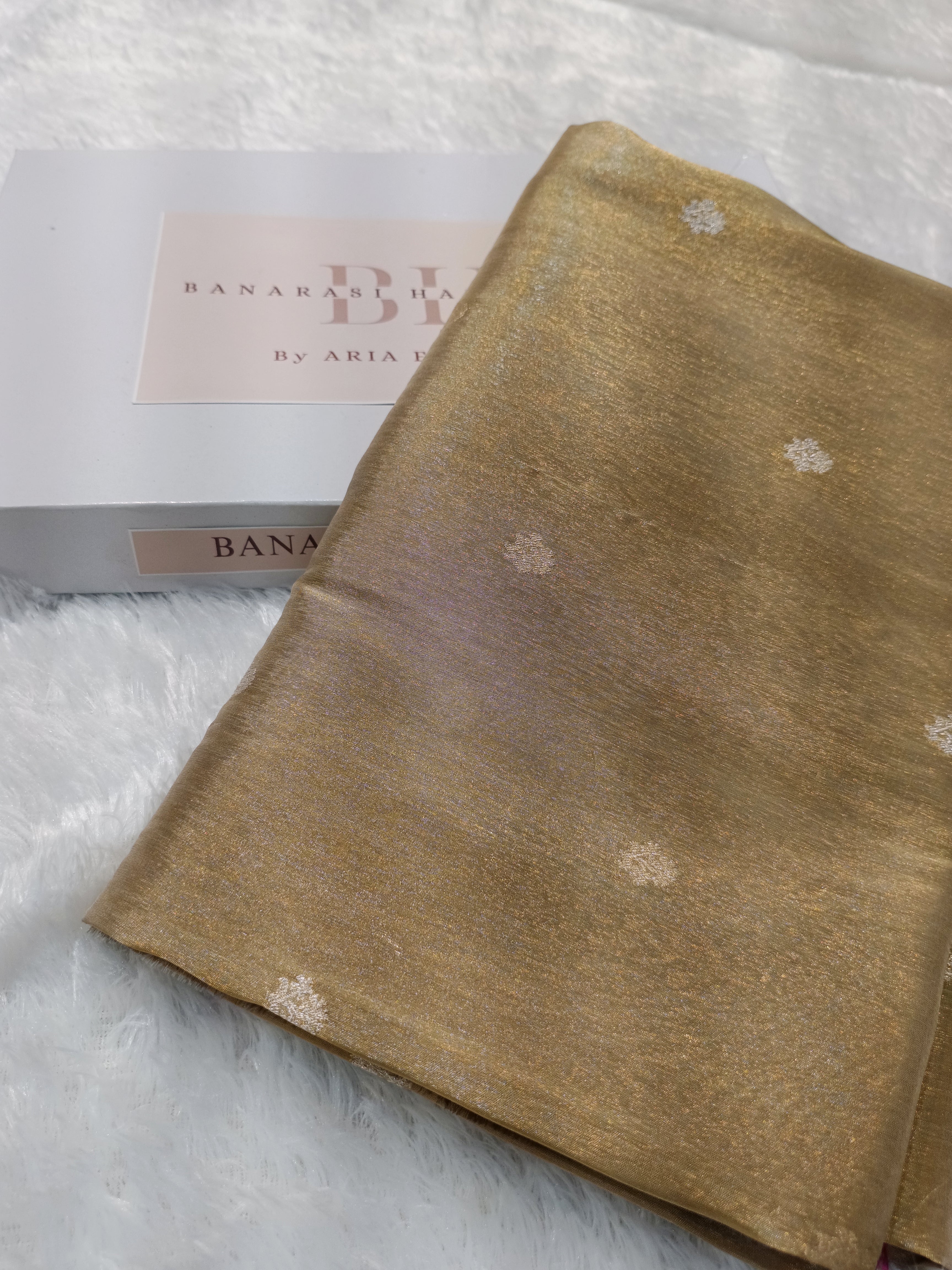 Ivory Shade Handwoven Kataan Ektara Tissue Banarasi