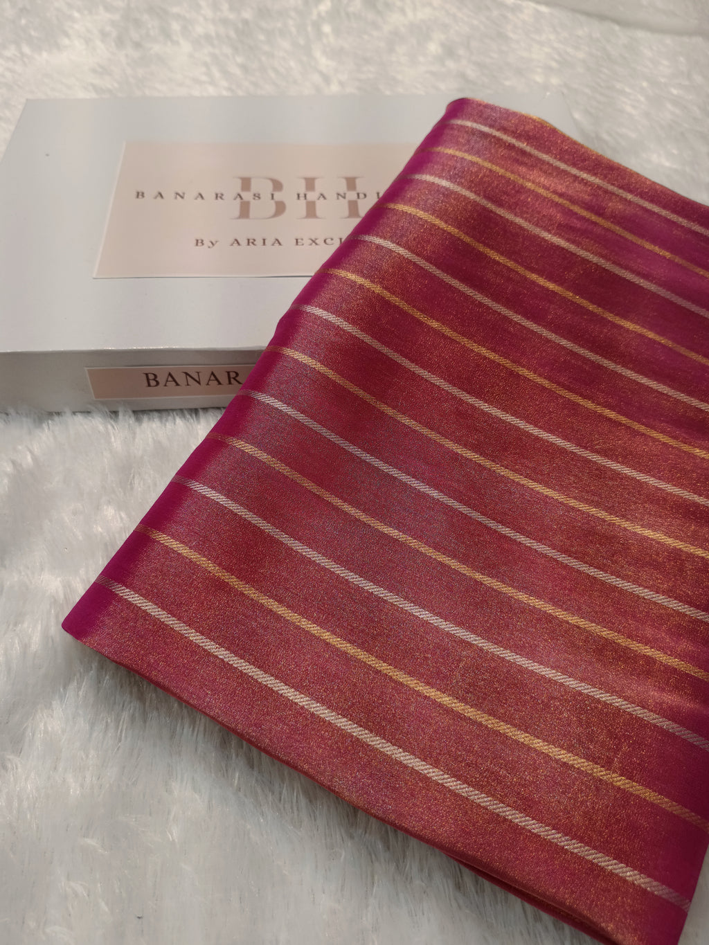 Reddish Gold Handwoven Kataan Ektara Tissue Banarasi