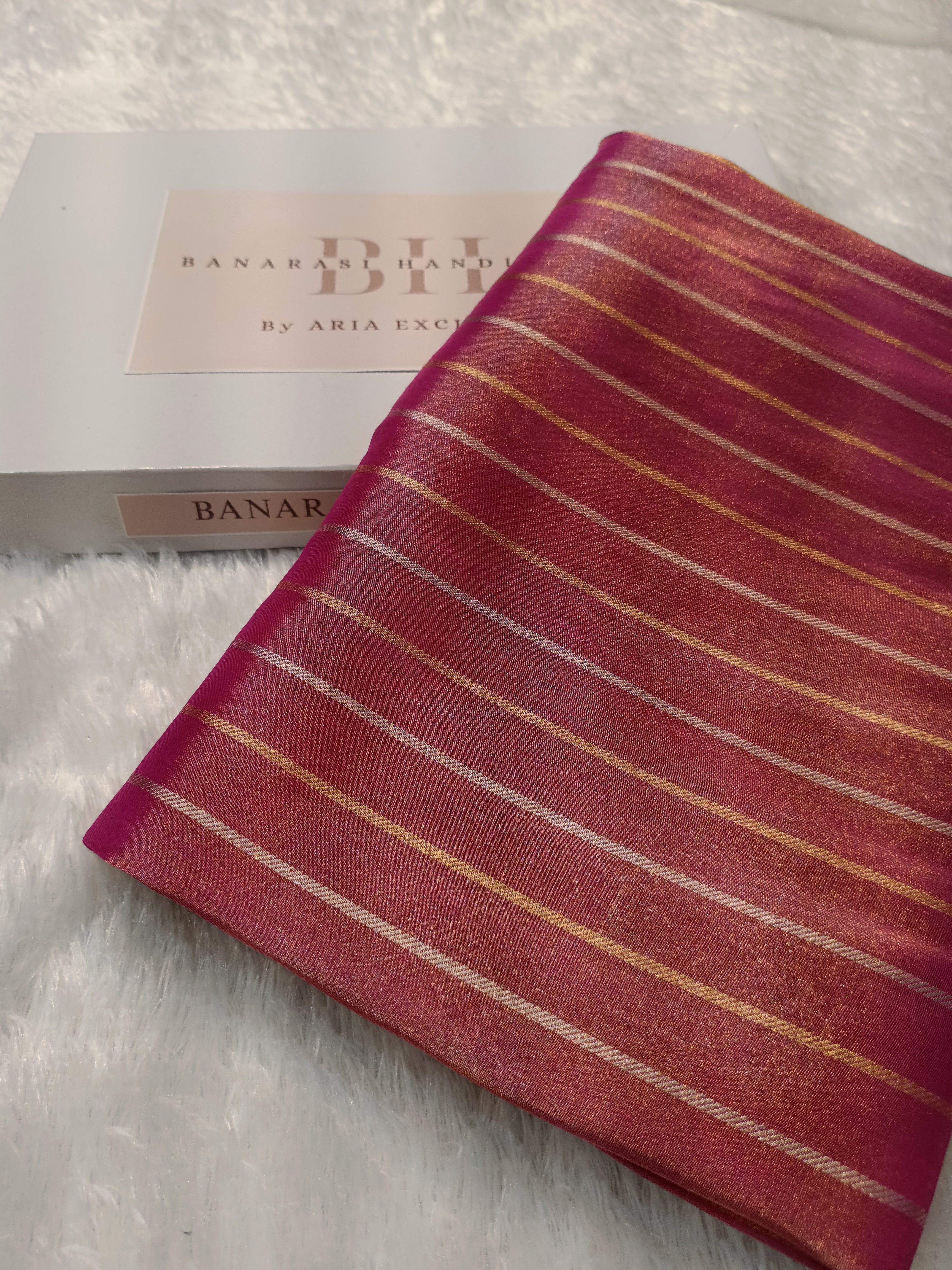 Reddish Gold Handwoven Kataan Ektara Tissue Banarasi