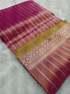 Reddish Gold Handwoven Kataan Ektara Tissue Banarasi