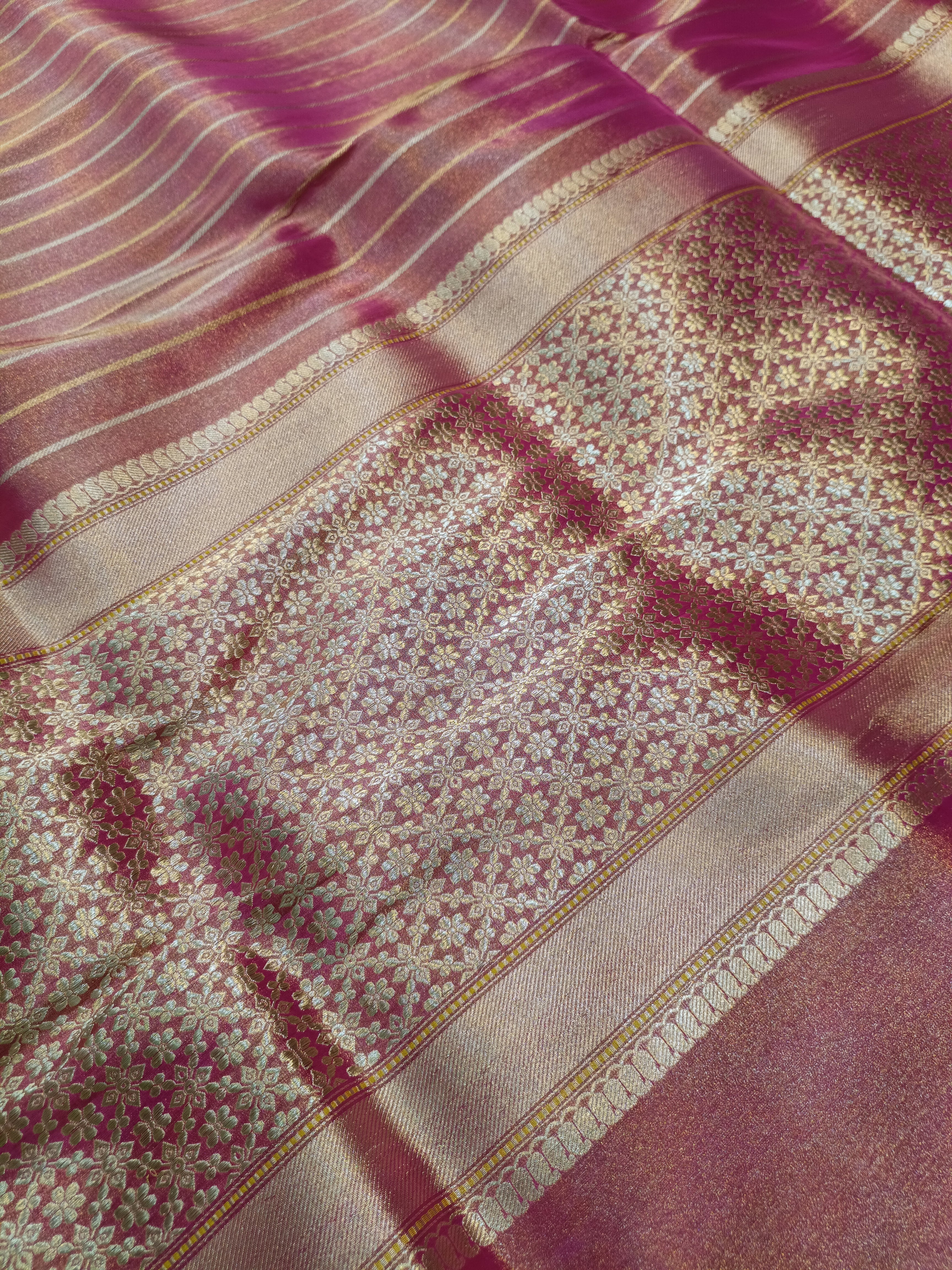 Reddish Gold Handwoven Kataan Ektara Tissue Banarasi
