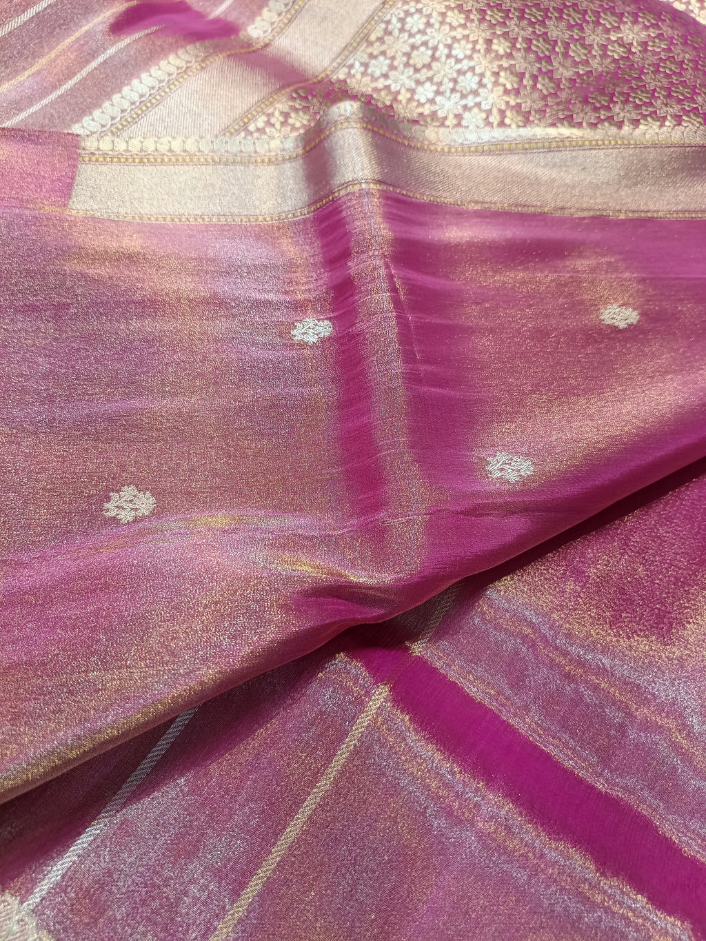 Reddish Gold Handwoven Kataan Ektara Tissue Banarasi