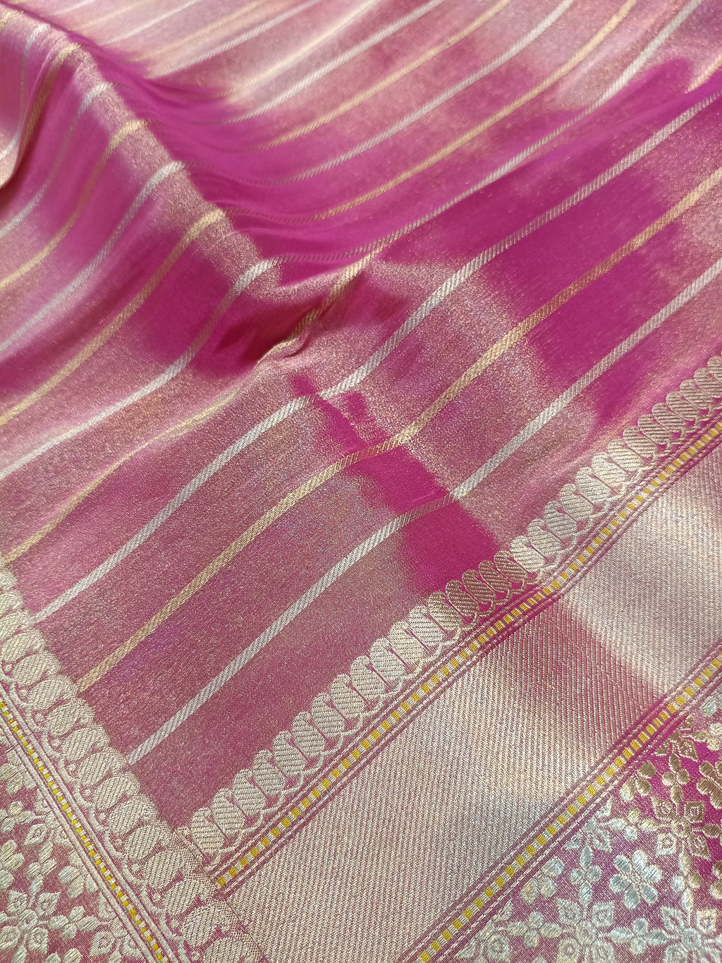 Reddish Gold Handwoven Kataan Ektara Tissue Banarasi