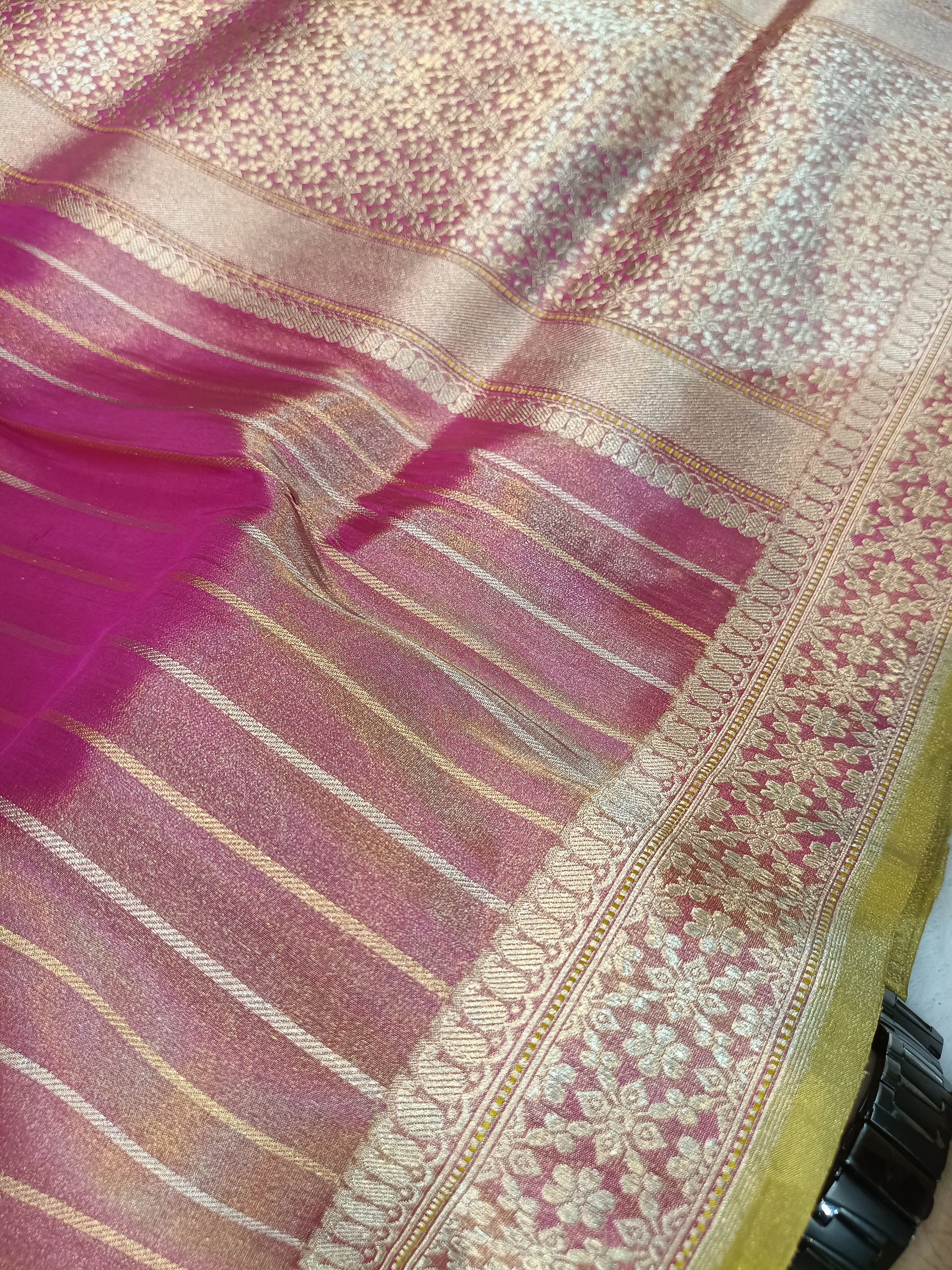 Reddish Gold Handwoven Kataan Ektara Tissue Banarasi
