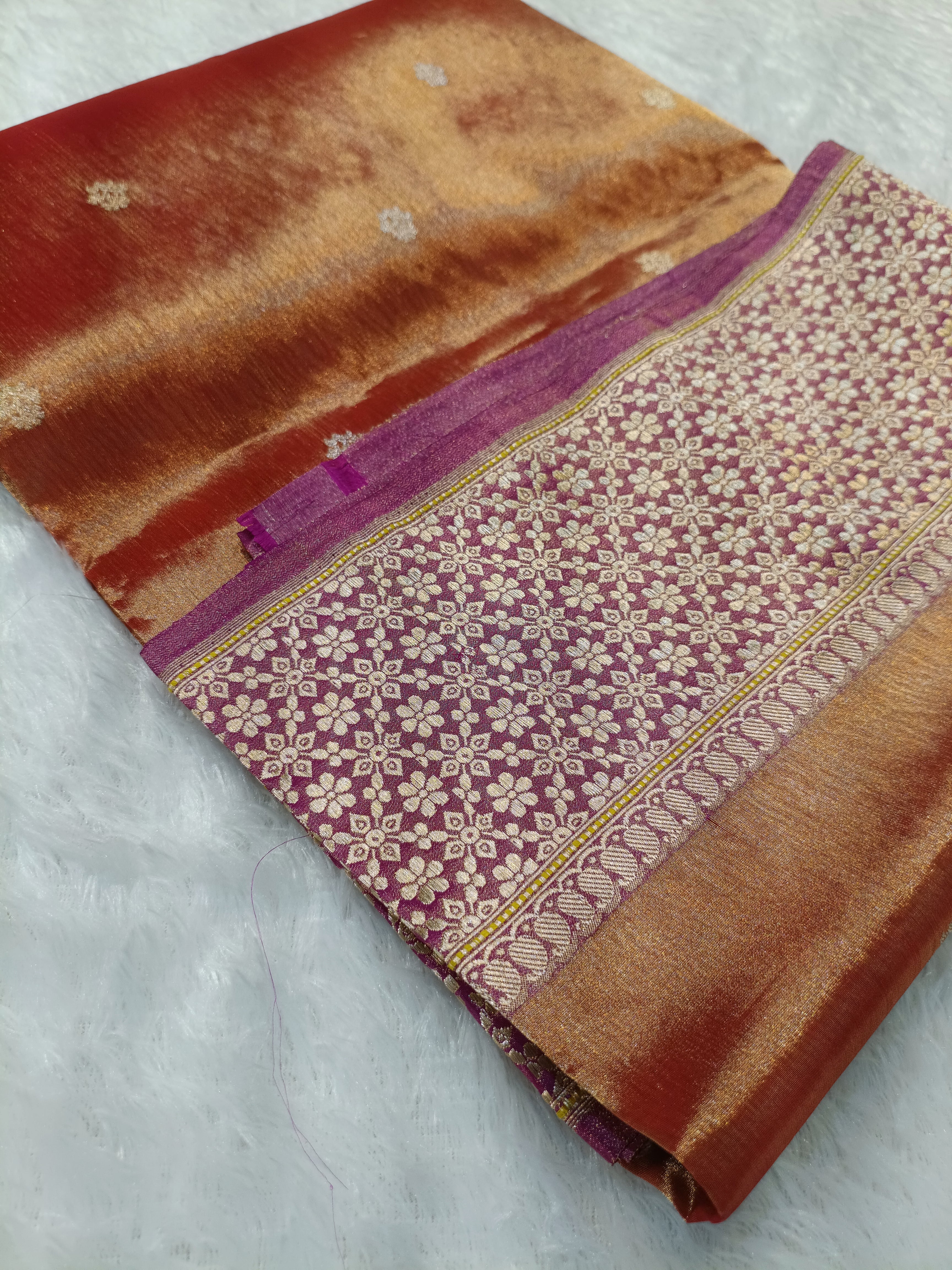 Mustard Gold Handwoven Kataan Ektara Tissue Banarasi