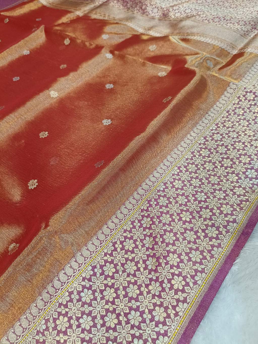 Mustard Gold Handwoven Kataan Ektara Tissue Banarasi