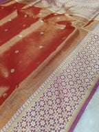 Mustard Gold Handwoven Kataan Ektara Tissue Banarasi