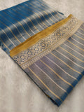 Firozi Blue Shade Handwoven Kataan  Ektara Tissue Banarasi