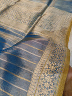 Firozi Blue Shade Handwoven Kataan  Ektara Tissue Banarasi