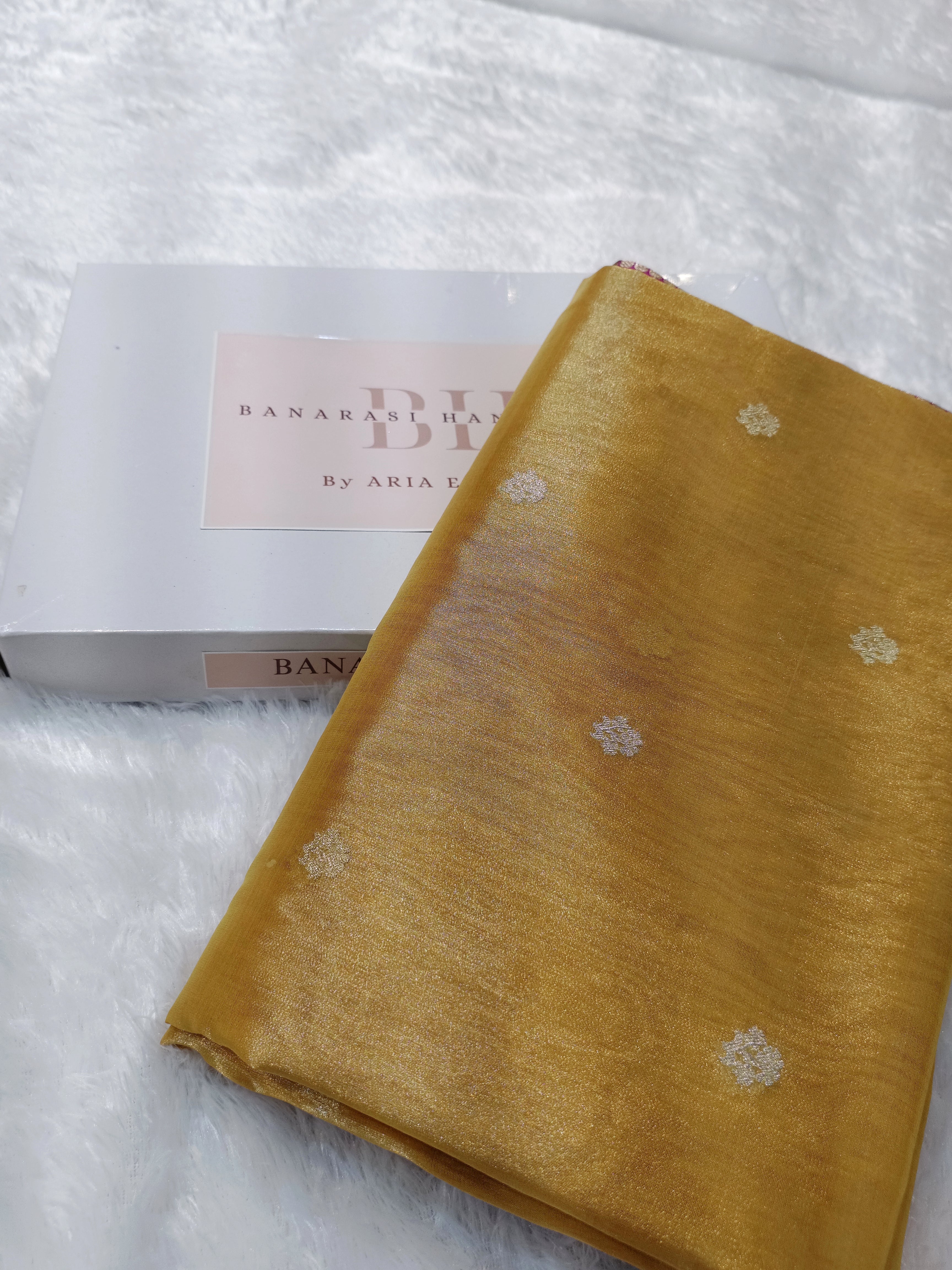 Gold Shade Handwoven Kataan Ektara Tissue Banarasi