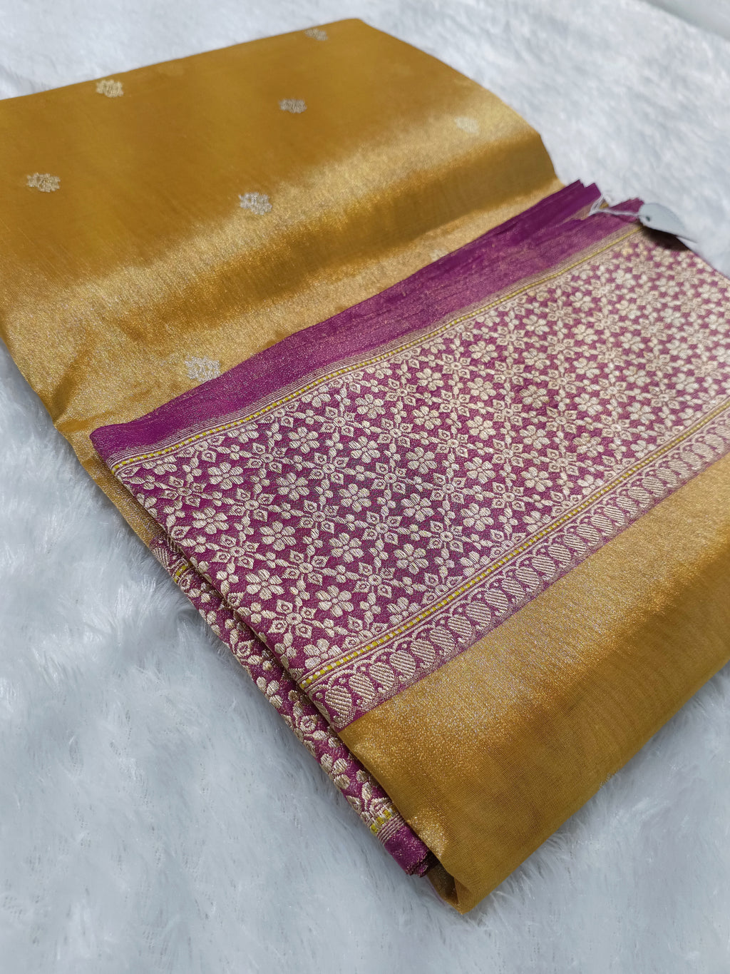 Gold Shade Handwoven Kataan Ektara Tissue Banarasi