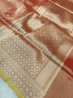 Mustard Gold Handwoven Kataan Ektara Tissue Banarasi