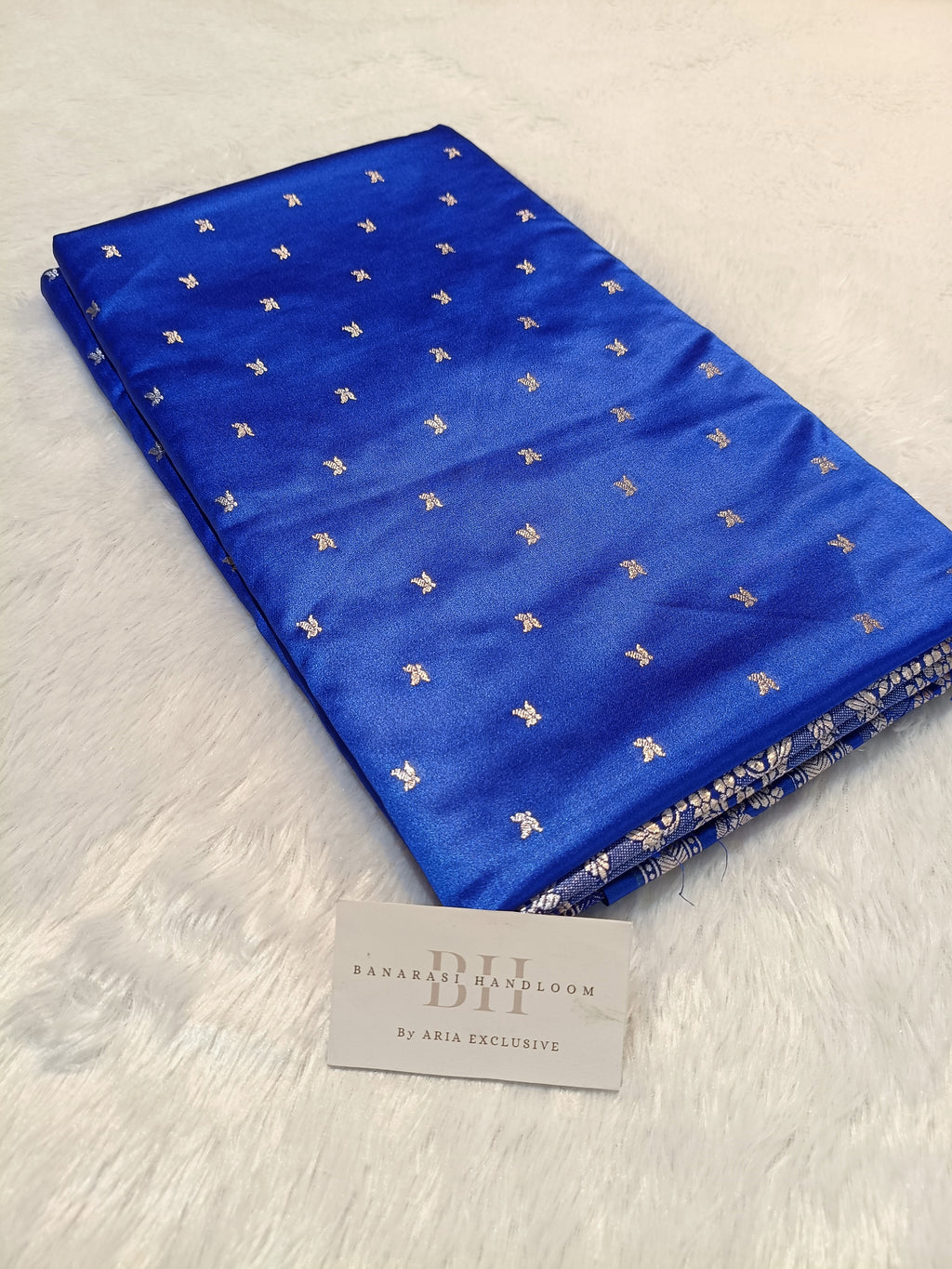 Royal Blue Shade Handwoven Kataan Mashru Silk Saree