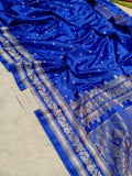 Royal Blue Shade Handwoven Kataan Mashru Silk Saree
