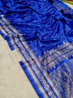 Royal Blue Shade Handwoven Kataan Mashru Silk Saree