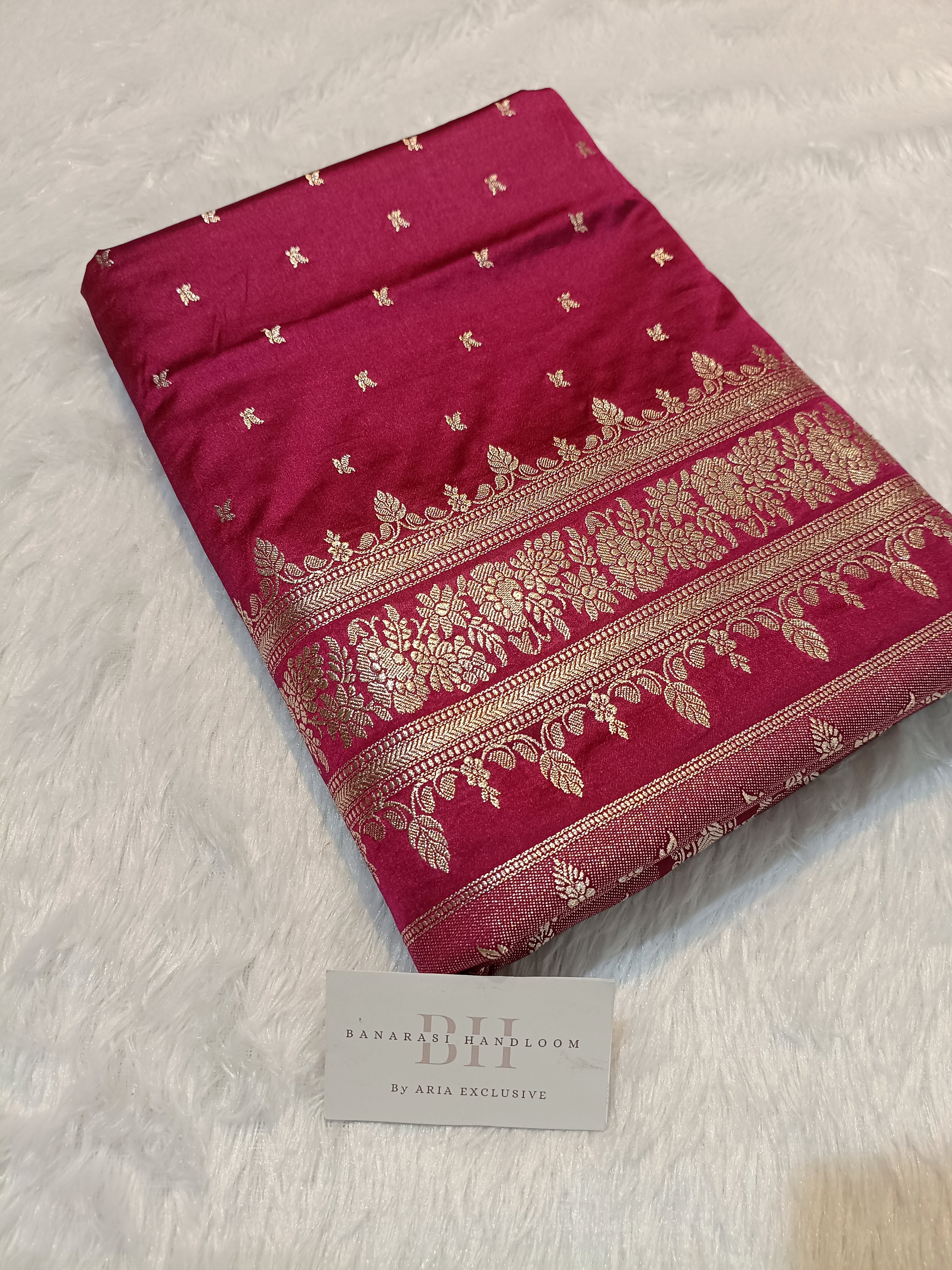 Cherry Red Shade Handwoven Kataan Mashru Silk Saree