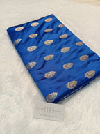 Cobalt Blue Shade Handwoven Kataan Mashru Silk Saree
