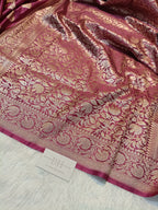 Mauve Pink Shade Handwoven Kataan Mashru Silk Saree