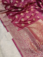 Mauve Pink Shade Handwoven Kataan Mashru Silk Saree
