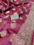 Mauve Pink Shade Handwoven Kataan Mashru Silk Saree