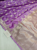 Levendar Shade Handwoven Kataan Mashru Silk Saree