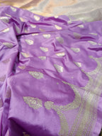 Levendar Shade Handwoven Kataan Mashru Silk Saree