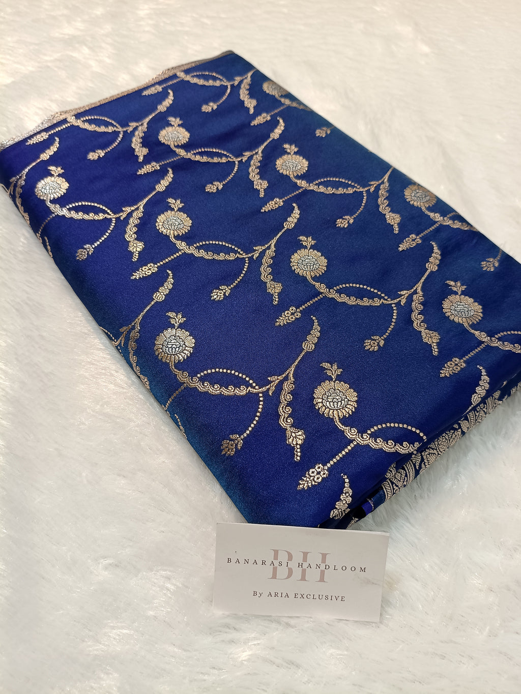 Royal Blue Shade Handwoven Kataan Mashru Silk Saree