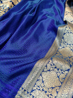Royal Blue Shade Handwoven Kataan Mashru Silk Saree