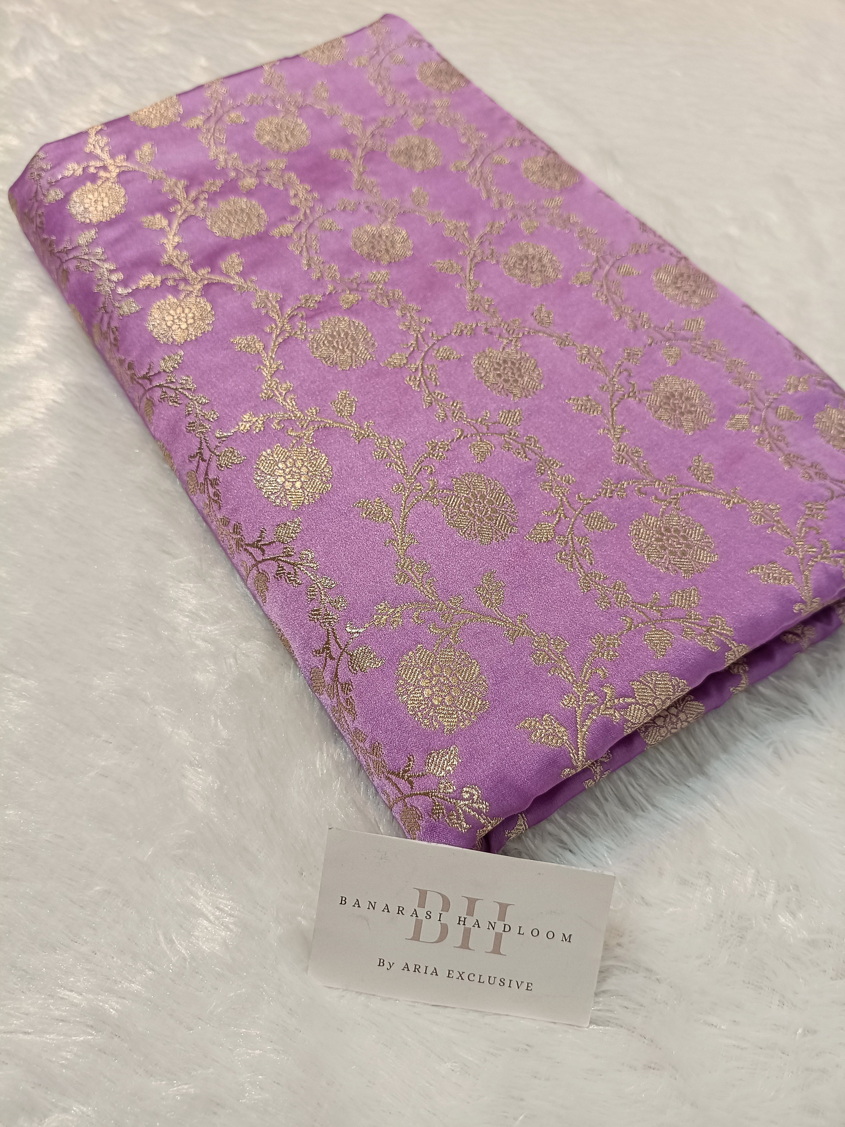Lavender Shade Handwoven Kataan Mashru Silk Saree