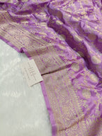Lavender Shade Handwoven Kataan Mashru Silk Saree