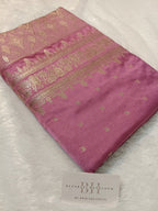 Mauve Pink Shade Handwoven Kataan Mashru Silk Saree