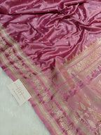 Mauve Pink Shade Handwoven Kataan Mashru Silk Saree