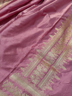Mauve Pink Shade Handwoven Kataan Mashru Silk Saree