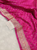 Hot Pink Shade Handwoven Kataan Mashru Silk Saree