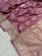 Mauve Pink Shade Handwoven Kataan Mashru Silk Saree