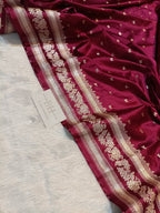 Cherry Red Shade Handwoven Kataan Mashru Silk Saree