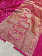 Hot Pink Shade Handwoven Kataan Mashru Silk Saree