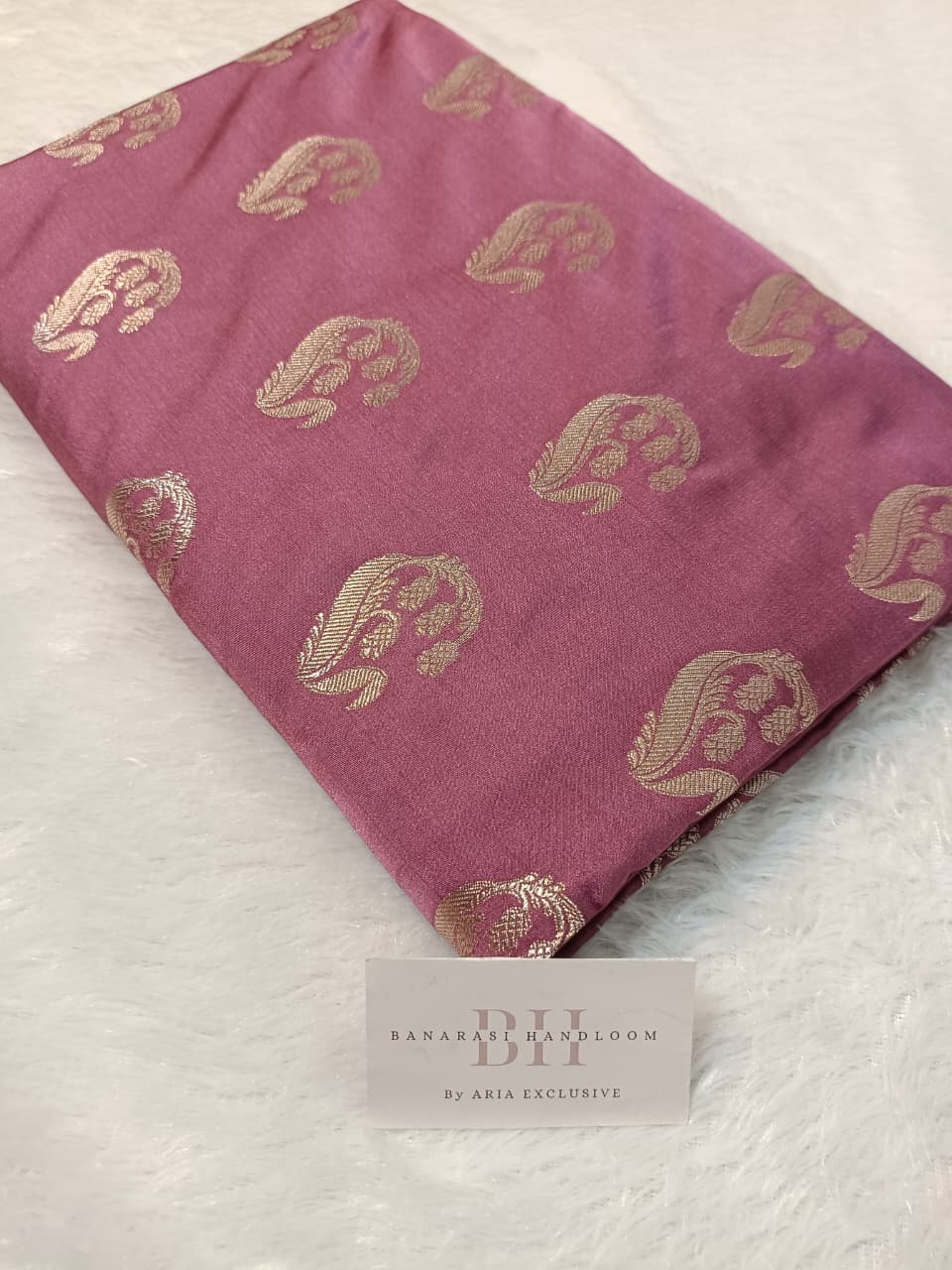 Mauve Pink Shade Handwoven Kataan Mashru Silk Saree