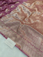Mauve Pink Shade Handwoven Kataan Mashru Silk Saree
