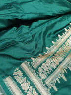 Deep Green Handwoven Kataan Mashru Silk Saree