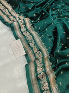Deep Green Handwoven Kataan Mashru Silk Saree
